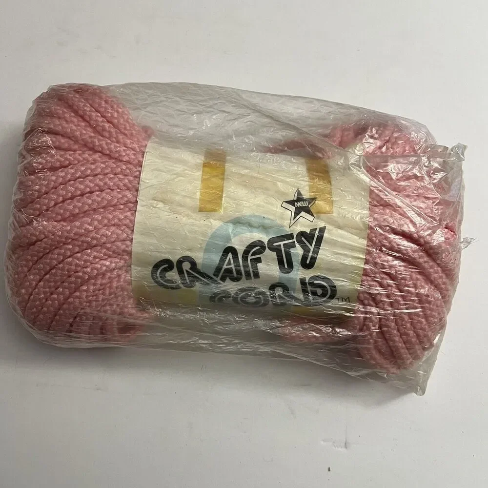 Vintage Crafty Cord Macrame 50 Yds Braided Knotting Cord Weaving Craft Knit Pink